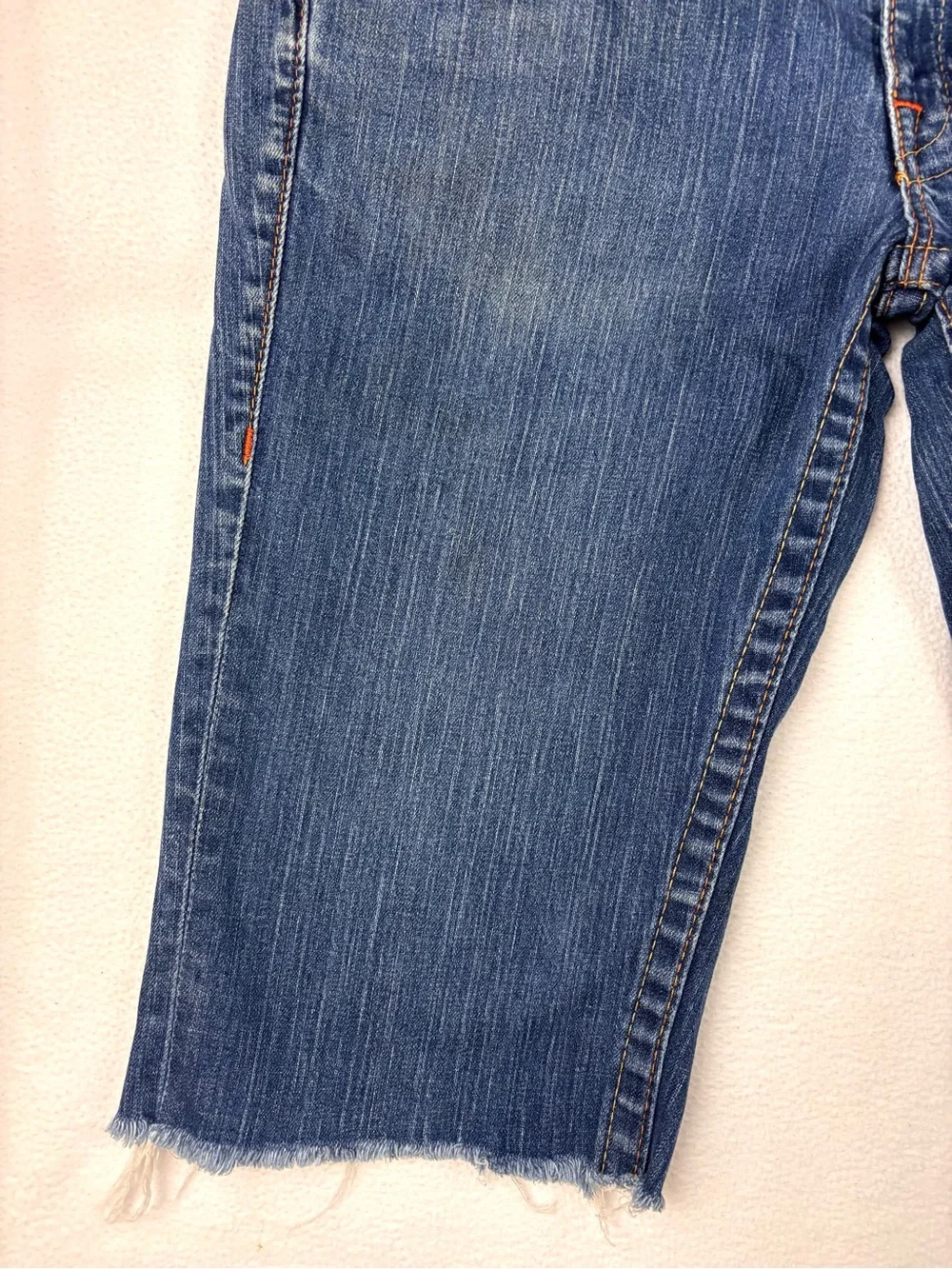 Vintage True Religion Bobby World‎ Tour Blue Denim Cut Off Shorts Sz 34